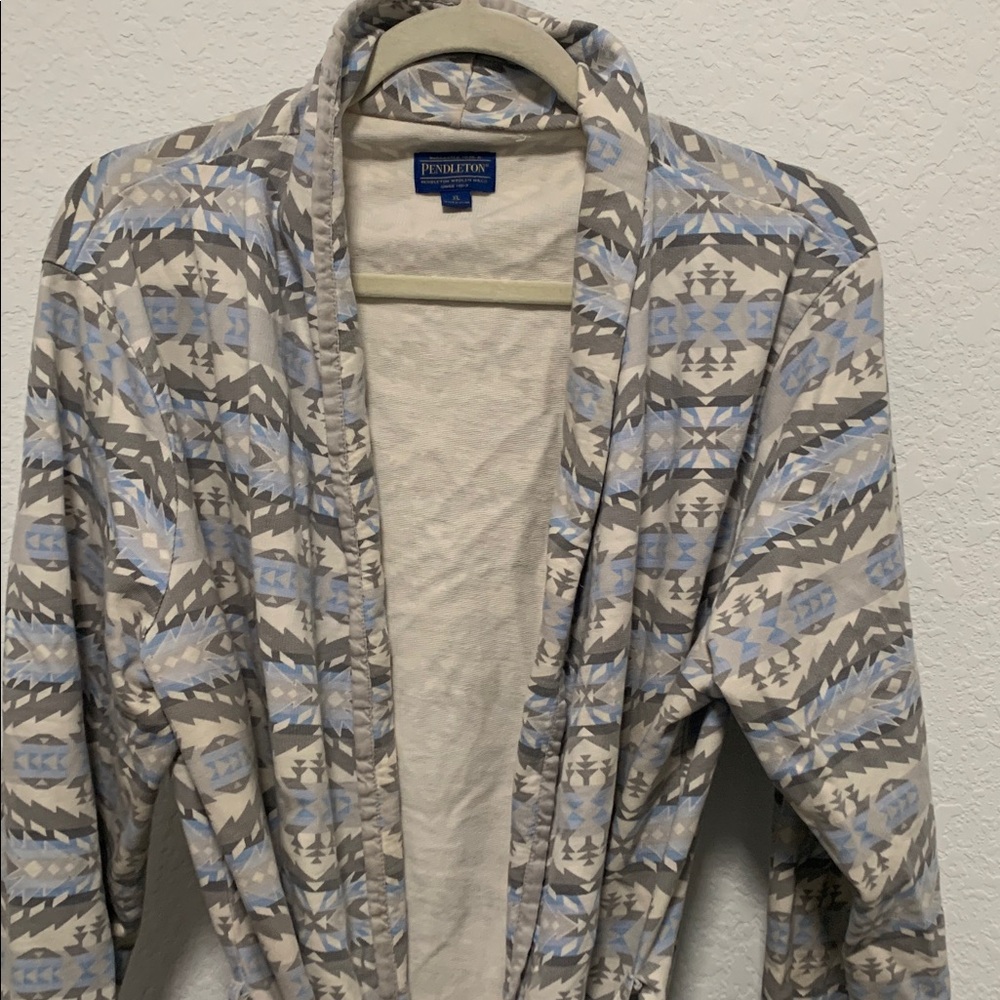 Pendleton Gray Blue Boho Southwestern Print Robe Size XL - Picture 3 of 7